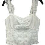 Heartloom Eyelet Ruffle Strap Top Size M White Cotton Blend Boho Feminine Photo 0