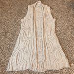 CAbi Sleeveless Cardigan Sweater Knit Open Front Tan Neutral Duster Small Photo 0