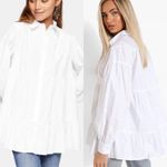 Topshop Nwt‎  tiered poplin shirt in white Photo 1