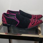 Amalfi Mens Black Velvet Bannon Metallic Slip On Exotic Loafers Size 12 Pink Photo 5