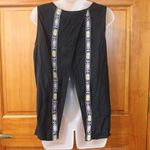 THML /ANTHROPOLOGIE  Art Effect Embroidered Top Size L Open Back Black NEW Photo 5