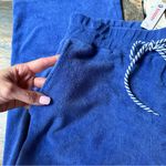 Sundry Loop Terry Wide Leg Crop Lounge Pants NWT Size Large Blue Photo 3