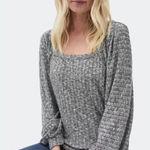 Michael Stars Black Marled Balloon Sleeve Heathered Polly Knit Square Neck Top M Photo 0