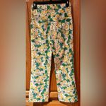 ZARA Green & Yellow Floral Abstract Print High Waist Stretch Cropped Pants XS Photo 10