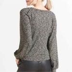 Michael Stars Black Marled Balloon Sleeve Heathered Polly Knit Square Neck Top M Photo 2