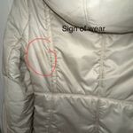 Mackage  Cream Mid-length Down WOOL Leather Puffer jacket Coat with Fur Hood sz S Photo 13