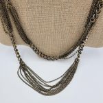 Vtg Layered Chain Necklace 28" Gold Tone Beaded Rhinestone Accent Rustic Rocker Photo 5