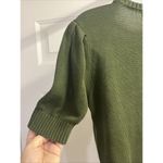 Modcloth  Olive Green Knit Puff Short Sleeve Sweater Light Purple Ribbon- Medium Photo 9