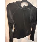 BCBGMAXAZRIA BCBG Velour Zip Up Hoodie Black Gothic Script Logo Women's Size Medium Photo 4