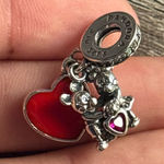 Pandora  x Disney Mickey and Minnie Love Heart Dangle Charm Photo 0