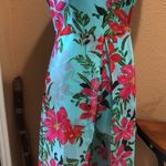 Guess  Womens Aqua Floral Walk Through Spaghetti Strap Romper Size: 6 Photo 4