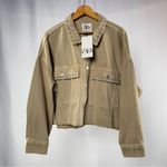 ZARA NWT Piercing Cropped Overshirt Jacket in Taupe Size Extra Large Photo 8