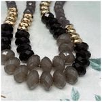 Talbots  Black Gold Grey Acrylic Plastic 2 Strand Adjustable Necklace Photo 1