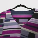 Alfani Women's Asymmetrical Pullover Blouse Navy Blue Purple Petite Large Photo 3