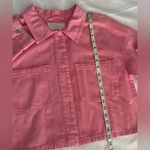 No Comment Signature Denim Cropped DENIM OVERSHIRT Pink Cotton Snap-Button L Photo 3