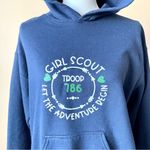 Gildan  | Navy Blue Girl Scouts Kangaroo Pocket Hoodie Sweatshirt Sz S Photo 0