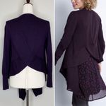 CAbi  Women’s Open Front Drape Criss Cross Back Plum Cardigan Photo 6