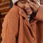 Aerie Quarter Snap Teddy Fleece Pullover Sweatshirt Burnt Orange Photo 0