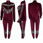 LEOPARD Print Velour Set. Long Sleeve Zip Photo 1