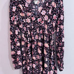 Billabong  Floral Print Long Sleeve Smocked Waist Mini Dress Womens Medium Photo 0