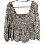 Madewell  Lucie 100% Cotton Smocked Floral Boho Balloon Sleeve Peplum Top size 14 Photo 3