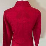 Chico's  Design Red Embroidered Long Sleeve Button Down Shirt Sz 2 Holiday Top Photo 7