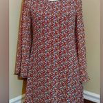 Doe & Rae Long Bell Sleeve Boho Burgundy Floral Flowy A-Line Modcloth Dress by Photo 1