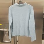 Vince 💕💕 Ribbed Mock Neck Wool Cashmere Blend Sweater ~ Heather Aria Blue M NWT Photo 9