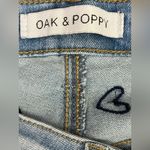 Oak & Poppy denim embroidered heart shorts light blue festival casual Women Sz 4 Photo 3