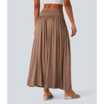 Halara  High Waisted Ruched Flowy Maxi Casual Skirt Sz. Medium Praline Pink Photo 1