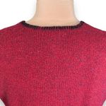 Vintage 90s Coldwater Creek Burgundy Red Wool Knit Sweater Zip Vest Black Trim Size L Photo 3