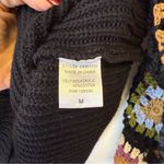 Heyson Black Cotton Blend Sweater Crochet Floral Sleeves Women’s Size Medium Photo 9