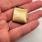 J. Crew Antiqued Gold Chain Square Locket Necklace Green Stone‎ Jade Serpentine Photo 5