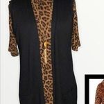 Michael Kors Leopard Short Sleeve Knit Top Spense Black Ribbed Knit Long Vest L Size L Photo 0