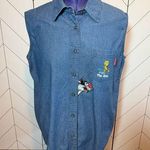 Looney Tunes 90s Women’s 18 - 20 W Plus Size Cotton Denim Sleeveless Button Down Photo 0