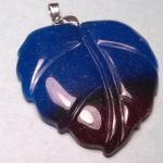 Large Quartz Leaf Pendant in Stainless Steel Blue Photo 0