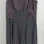 Roz & Ali  New geometric dress sleeveless‎ ruched waist pink blue women’s size 12 Photo 0