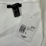 Forever 21 NWT Crop Top Shirt Womens L Cream Ribbed Short Sleeve Sweater Photo 2