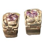 Sterling Silver Authentic Multigem 925  Brilliantly Handcrafted Earrings Huggies Photo 10