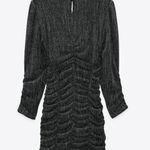 ZARA NWT  Silver Metallic Thread Ruched Dress Photo 2