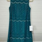 Adrianna Papell NWT Teal Green Sleeveless Lace Shift Dress Size 2P Photo 0