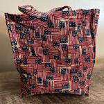 Longaberger Vintage  Homestead Cloth Tote Bag Flag Print Patriotic Photo 3