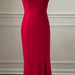 Sherri Hill Vintage 90s Halter Red Formal Gown 00 XXS Photo 0