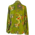 Vintage Y2K Tizzie Chinese Green Dragon Print Button Down Shirt Size Large Photo 2