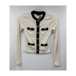 J Crew Vinatge Ribbed Lady Cardigan Black Trim Gold Buttons Womens XXS Photo 1