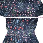 Joie  Shima‎ Floral High Neck Smocked Dress Midnight Navy Blue Floral Size Small Photo 6