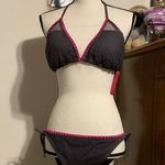 Xhilaration Gray Pink Fishnet String Bikini Set Photo 0