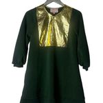 Buru Gold and Emerald Green Bib Front A Line Dress NEW Size XS Photo 0