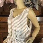 J.Crew COTTON KNIT DRAWSTRING WAIST BEIGE AND WHITE STRIPED CASUAL DRESS (XL) Photo 8