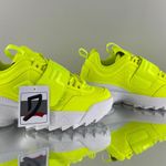 FILA Women’s Neon Safety Yellow Distruptor II Applique Hook And Loop Chunky Sneakers Photo 2